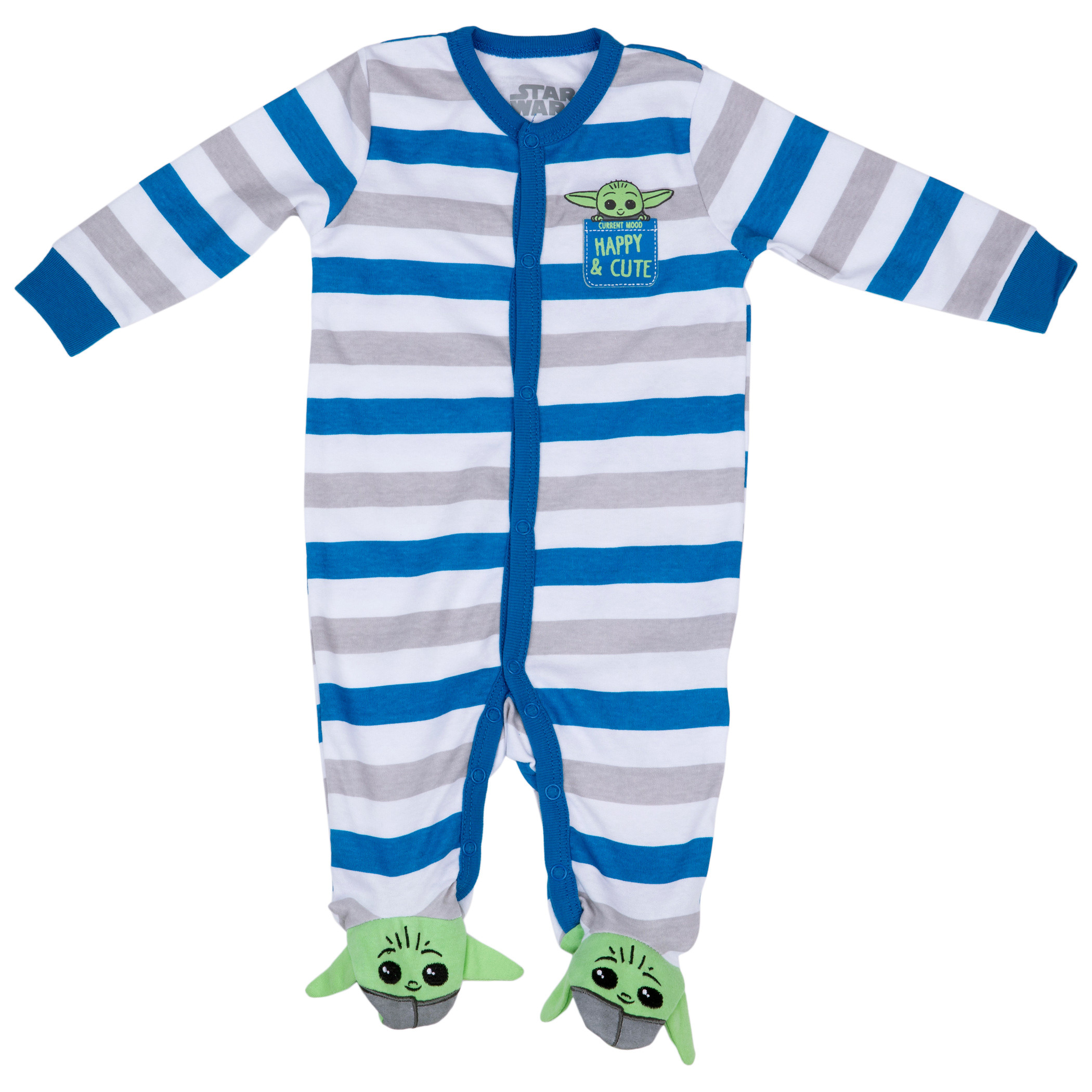 Star Wars The Mandalorian Grogu Happy & Cute Novelty Sleep and Play Footed Pajamas